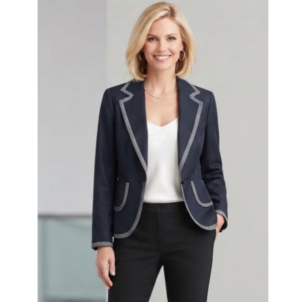Donna Rae New York Denim Trim Blazer Size 4